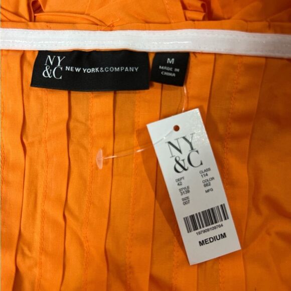New York & Co Orange Rosette Poplin Off-Shoulder Top size Medium NEW - Picture 4 of 5